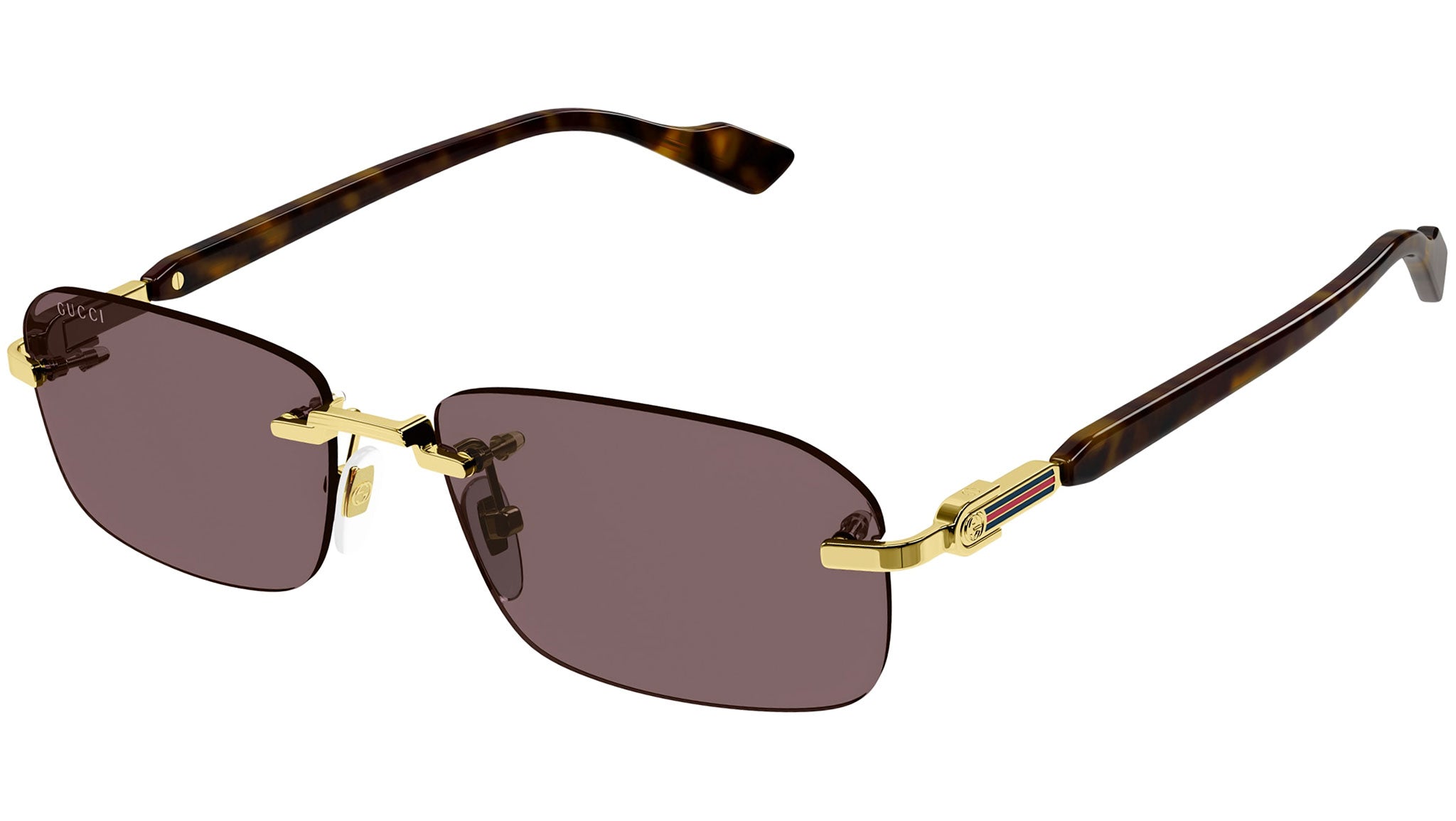 小物 GUCCI GoldHeart Interlocking Sunglasses Gucci GG1221S 002 Gold Brown Rectangular Sunglasses - eye-oo.com