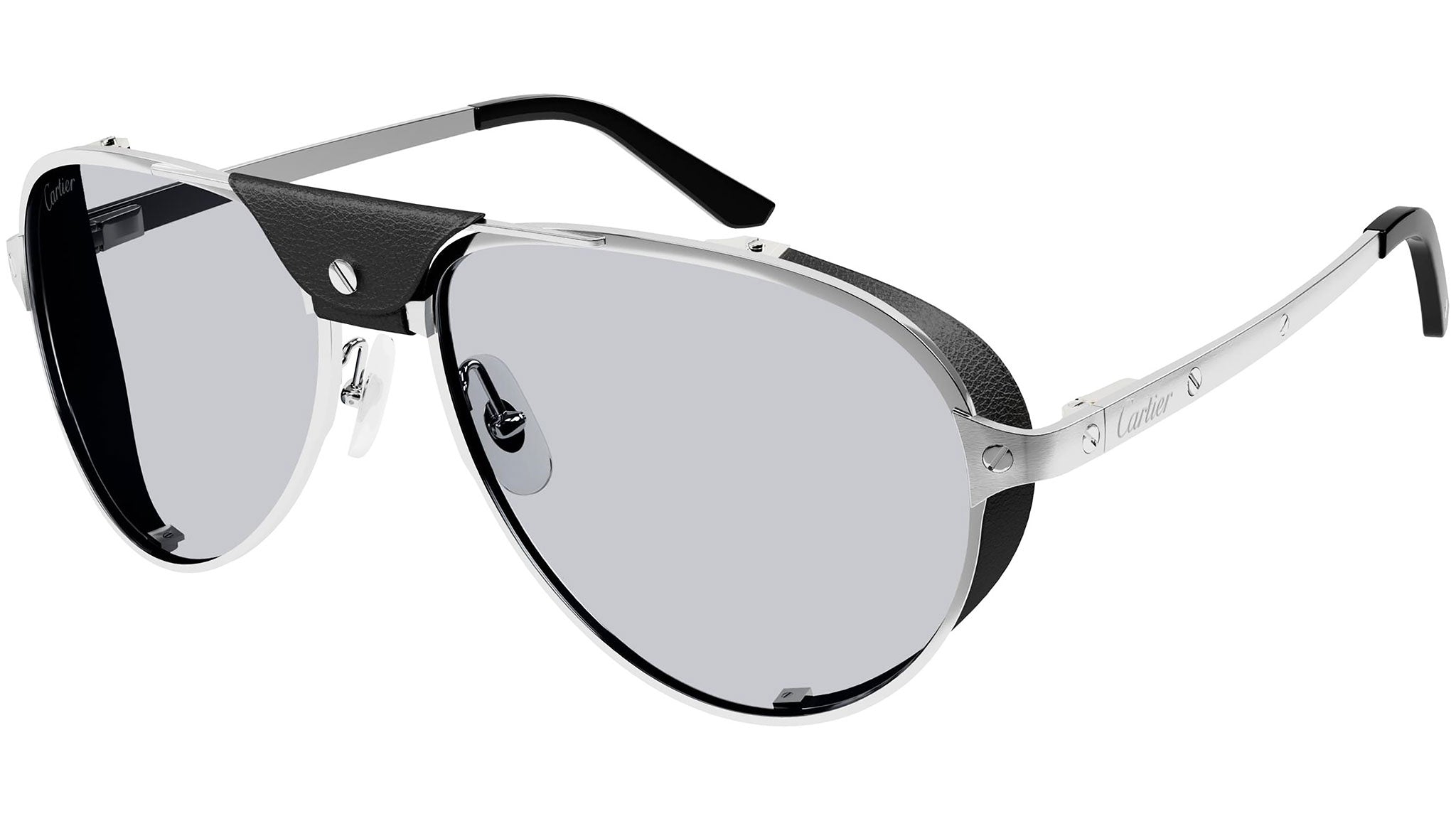 Cartier CT0635S-002 Sunglasses Silver Metal CARTIER EYEWEAR Panthère de Cartier rimless cat-eye silver  main image 3