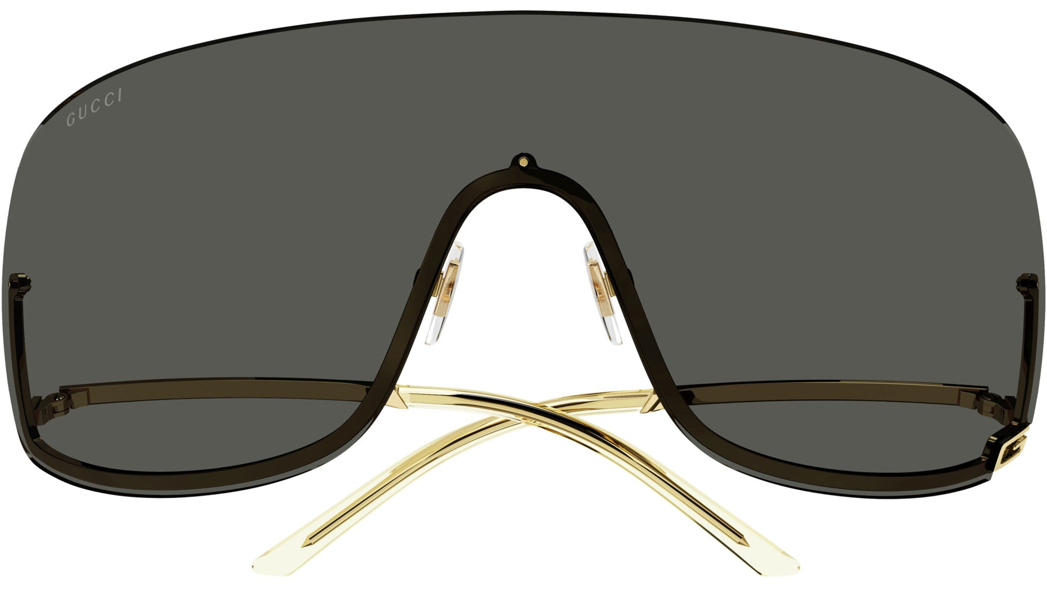 Gucci GG1560S 001 Gold Grey Shield Sunglasses - eye-oo.com