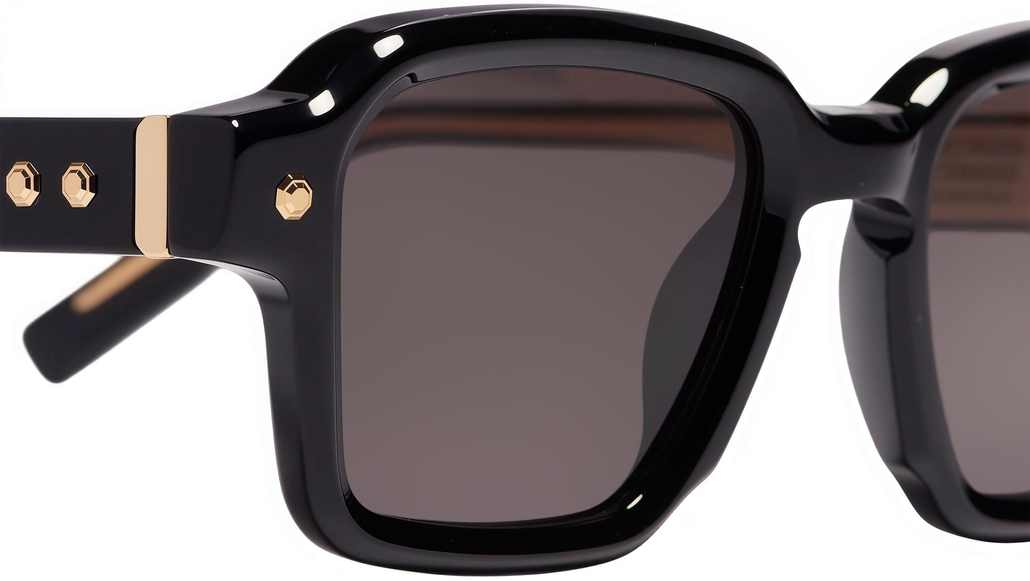 John Dalia Project 07 C102 Sunglasses Shiny Black Yellow Gold