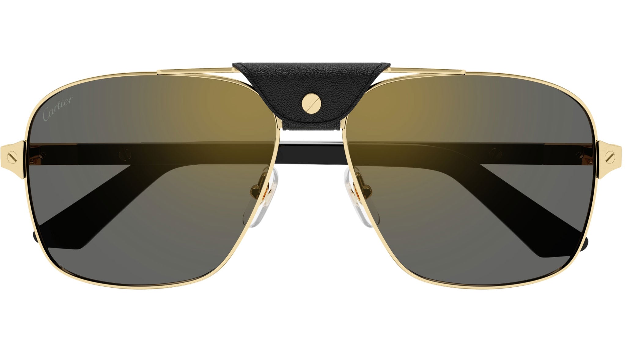 Cartier Santos CT0389S Sunglasses 003 Gold Grey - eye-oo.com