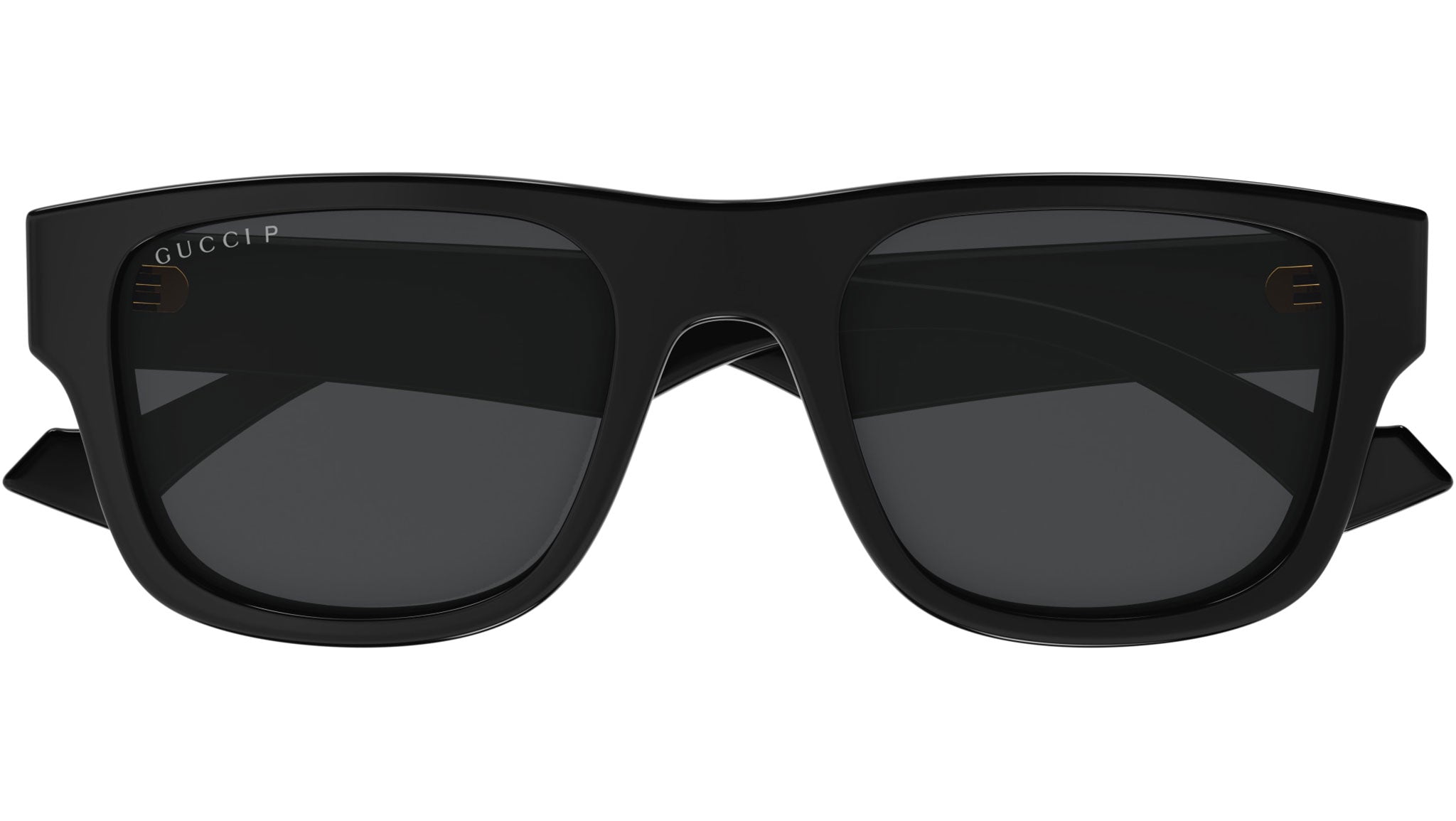Gucci GG1427S 002 Black Grey Rectangular Sunglasses - eye-oo.com