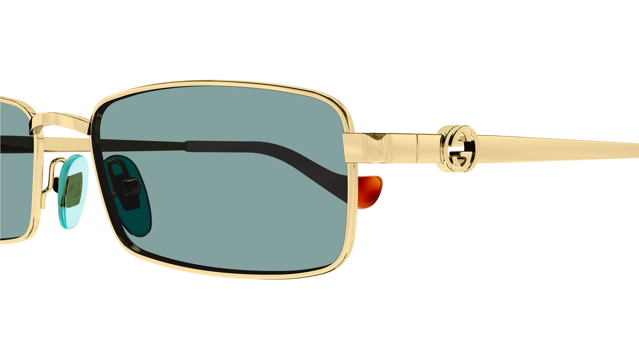 Gucci GG1600S 003 Gold Green Rectangular Sunglasses - eye-oo.com