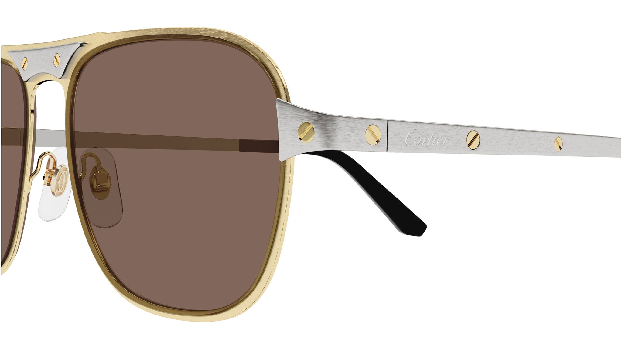 Cartier CT0532S 004 Sunglasses Matte Platinum Brown - eye-oo.com display picture 3