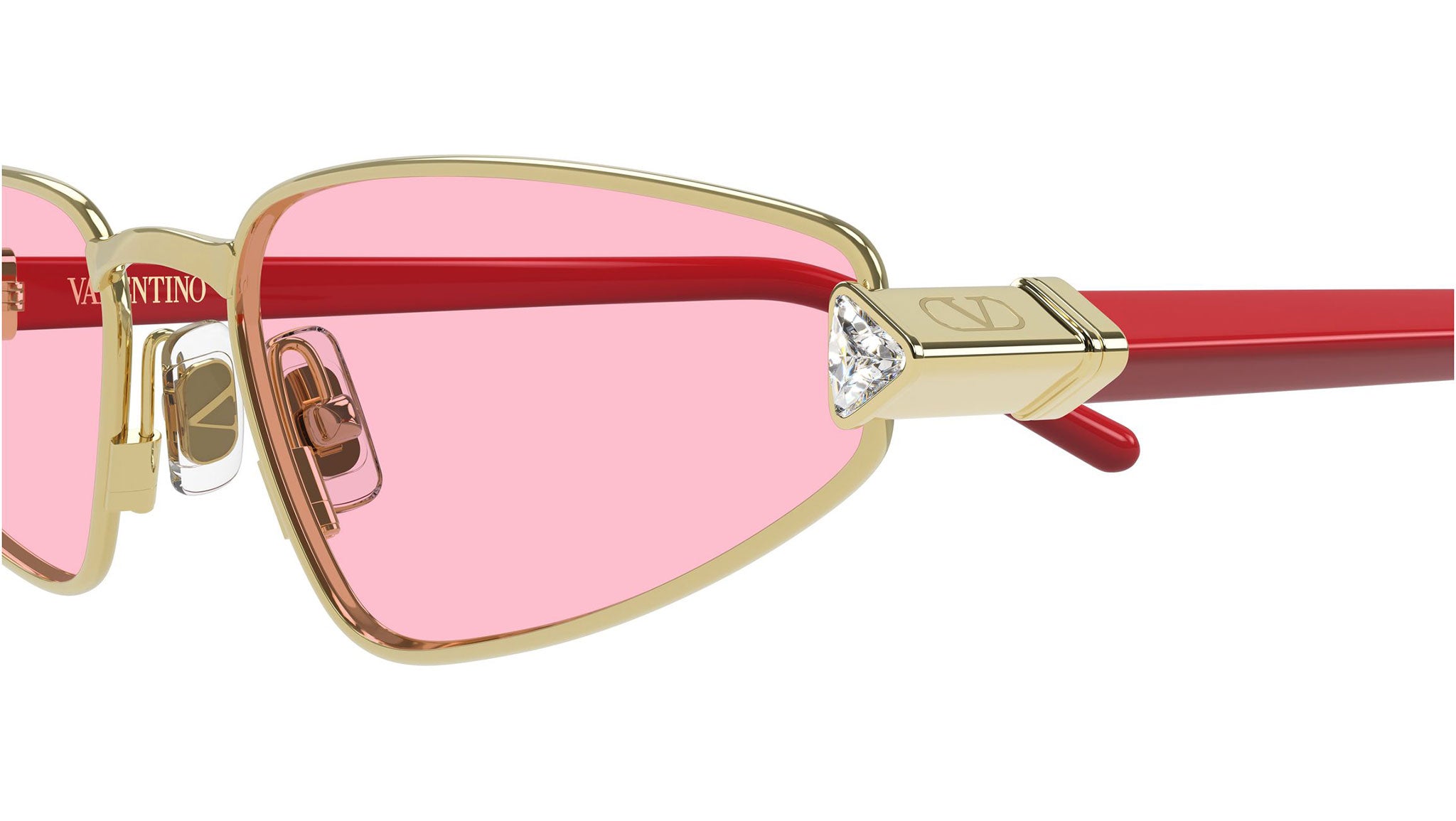 Valentino Blush Pink Logo-Embellished Women\'s Sunglasses Valentino V-Romask VLS-120C Sunglasses Titanium Gold/Pink  main image 4