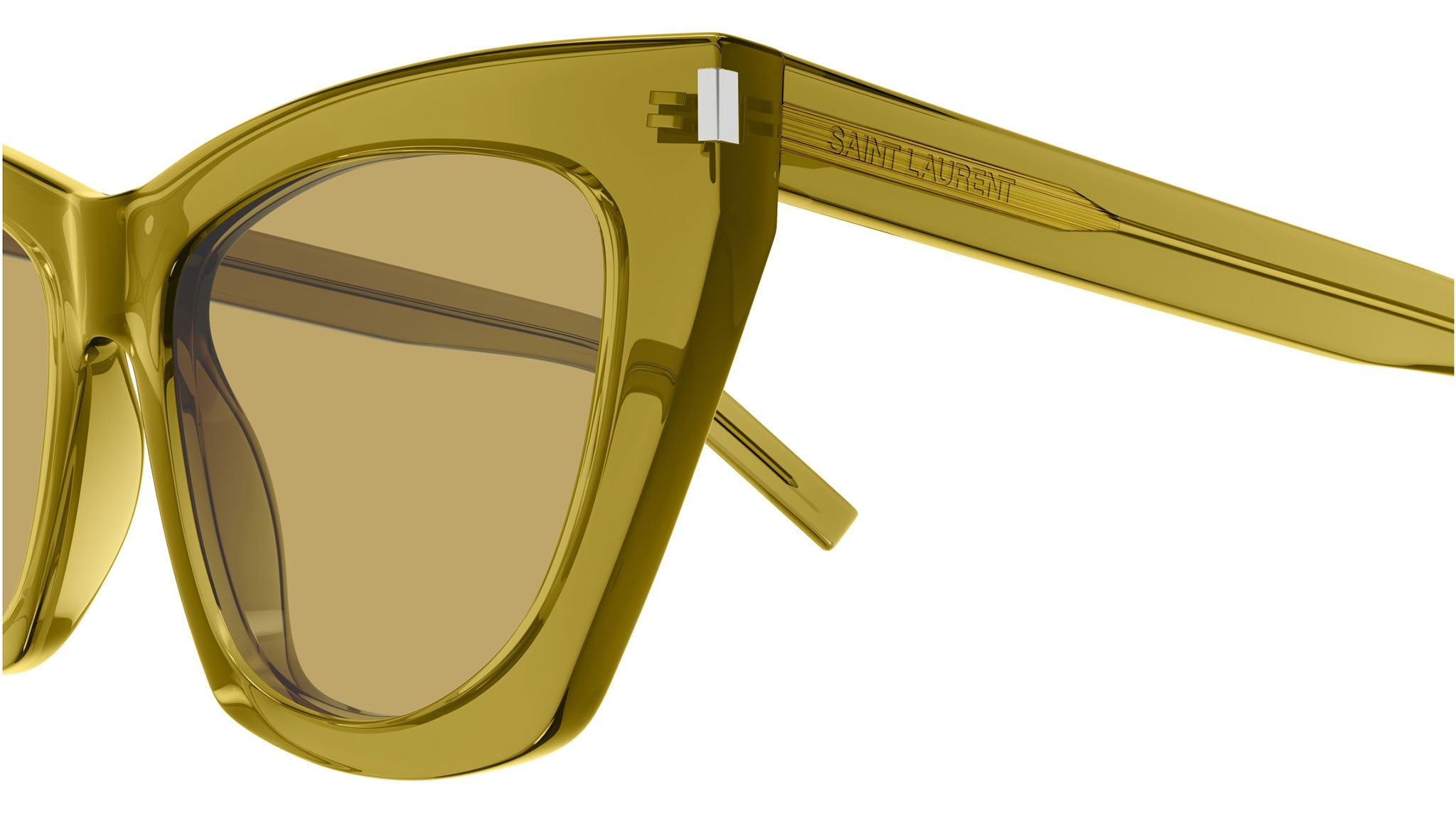 Saint Laurent Clear Cat-Eye Sunglasses with Olive Lenses SAINT LAURENT Sunglasses Ysl Cateye White SL261 Vintage  main image 3