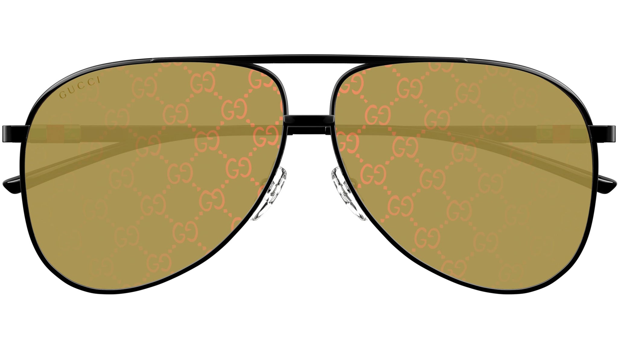 Gucci GG1677S 005 Black Yellow Pilot Sunglasses - eye-oo.com