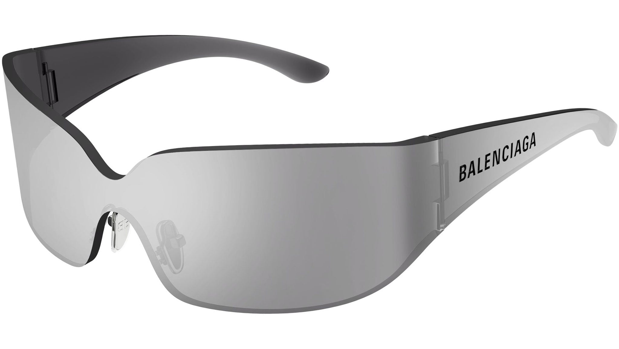 BB0421S Balenciaga Shield Sunglasses 005 Silver - eye-oo.com