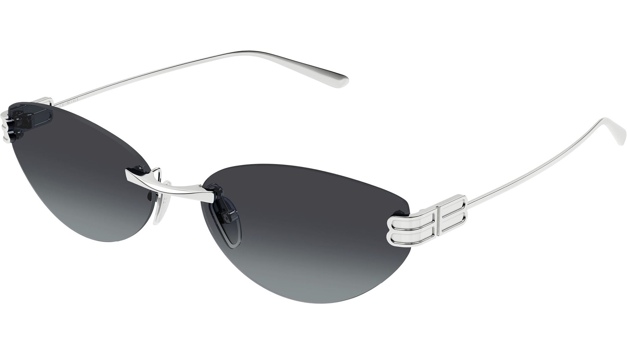 Balenciaga BB0486S Cat Eye Sunglasses 002 Silver Smoke - eye-oo.com