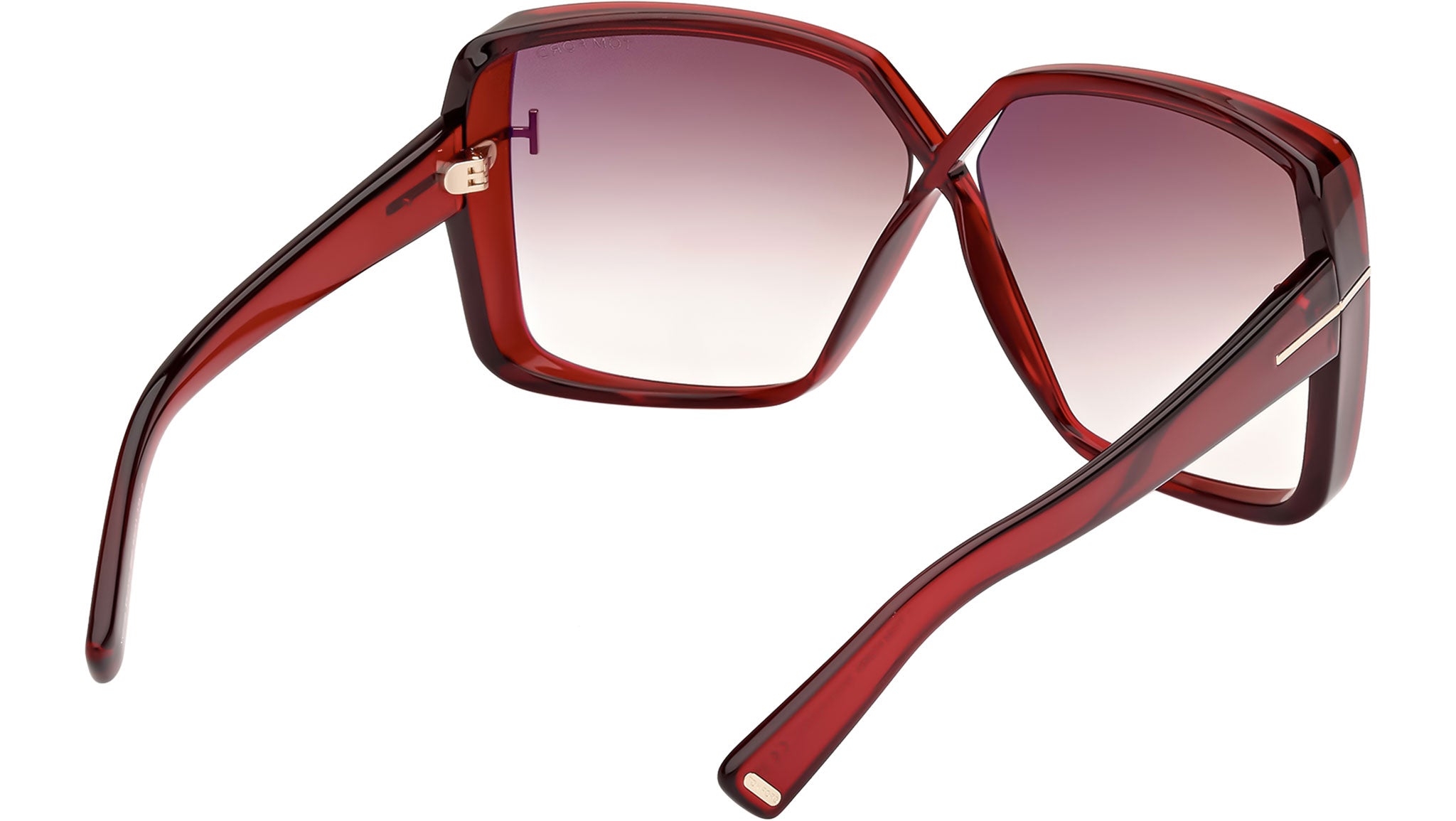Tom Ford Yvonne Sunglasses FT1117 66G Shiny Dark Red - eye  display picture 2