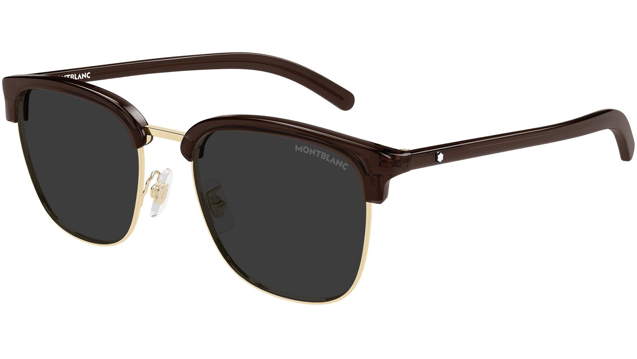 MB0488SA Montblanc Rectangular Sunglasses 002 Brown Gold - eye-oo.com