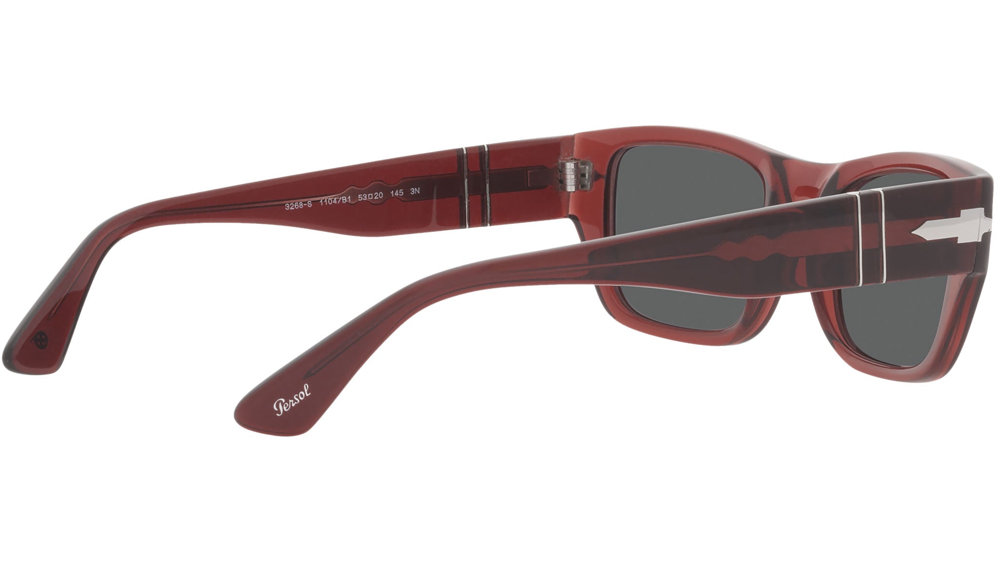 Persol red sunglasses Persol Sunglasses Red Unisex Round Frame 51mm Dark Grey Lens  main image 2