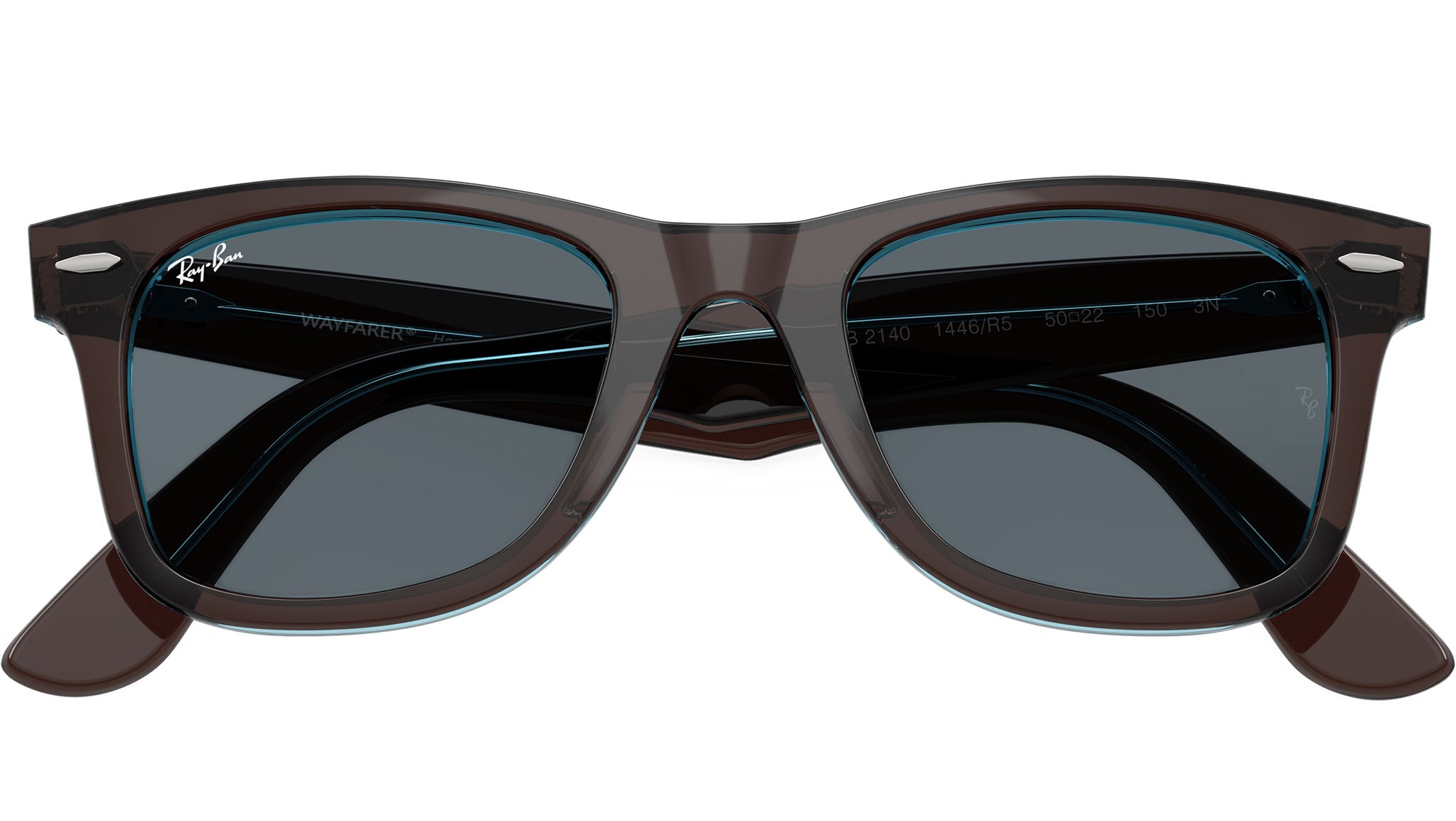 Wayfarer RB2140 Ray-Ban Sunglasses 1446R5 Brown On Transparent