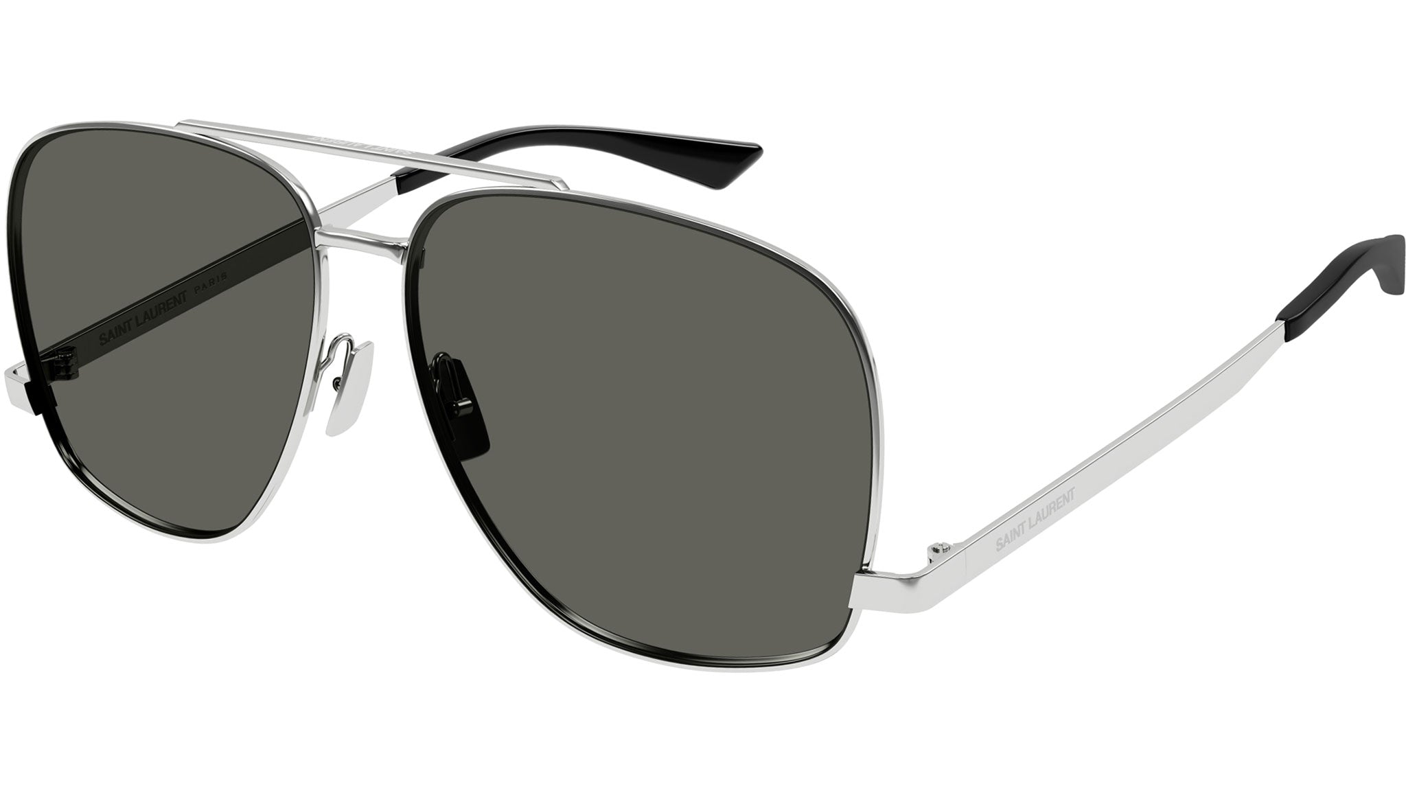 LAURENT LARGE SILVER 最安値！ Saint Laurent SL 653 LEON Sunglasses 001 Shiny Silver - eye-oo.com