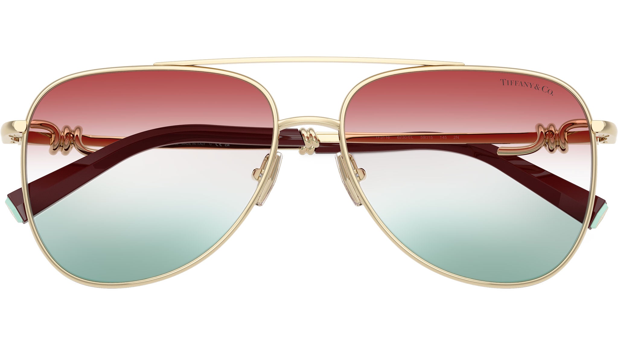 Tiffany Gold Aviator Sunglasses Tiffany &Co. TF 3021 6002/64 Aviator sunglasses 60-14 135  main image 2