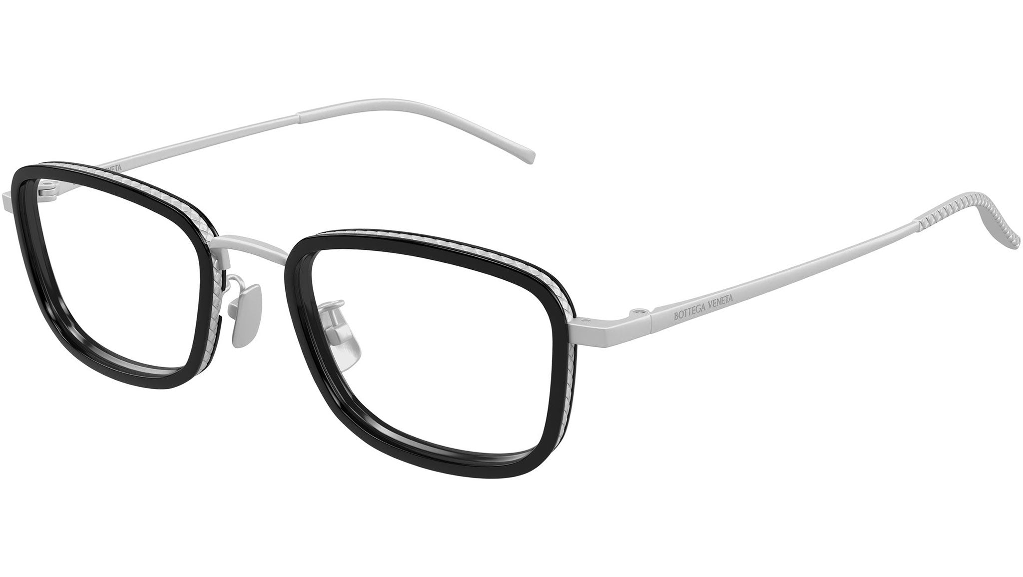 BV1474OA Bottega Veneta Rectangular Glasses 001 Matte Silver - eye
