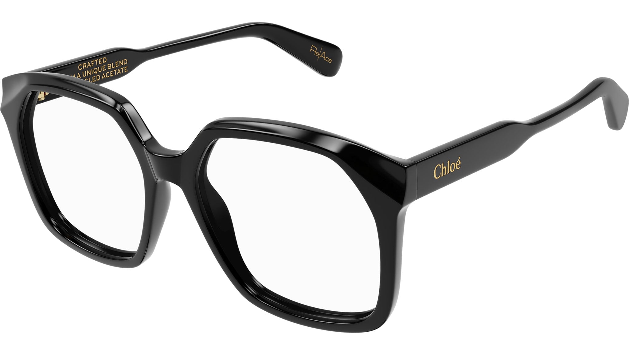 CH0263O Chloé Rectangular Eyeglasses 008 Shiny Black - eye-oo.com