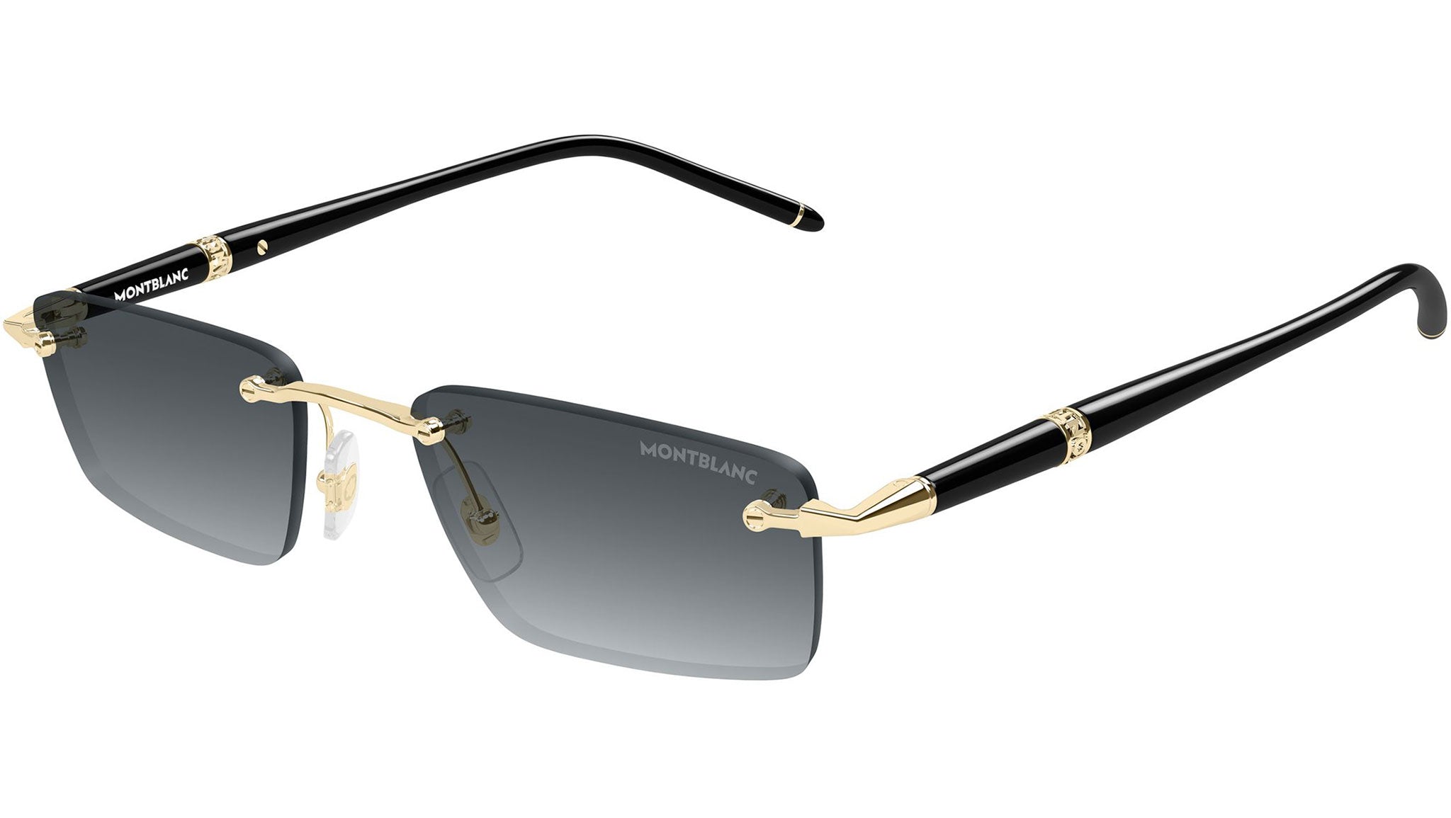 MB0484S Montblanc Rectangular Sunglasses 002 Light Gold - eye-oo.com