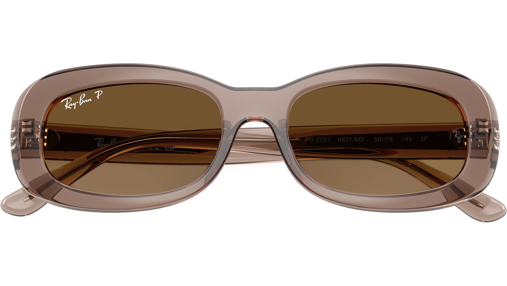 NEW Ray-Ban RB2221 Polarized Oval Sunglasses in polished Transparent Beige Ray-Ban RB2221 Sunglasses 6827M2 Transparent Beige - eye-oo.com main image 2
