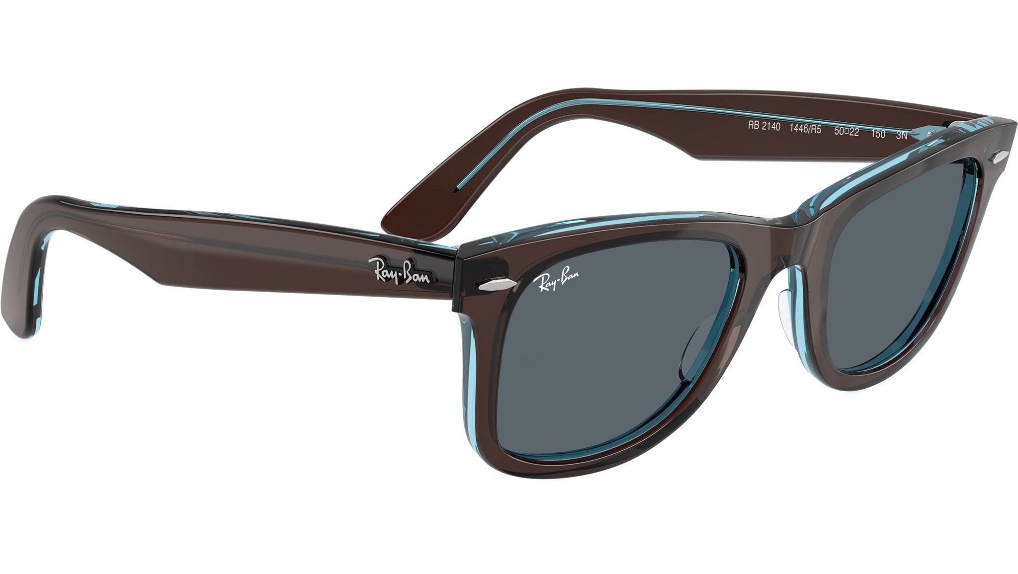 Wayfarer RB2140 Ray-Ban Sunglasses 1446R5 Brown On Transparent