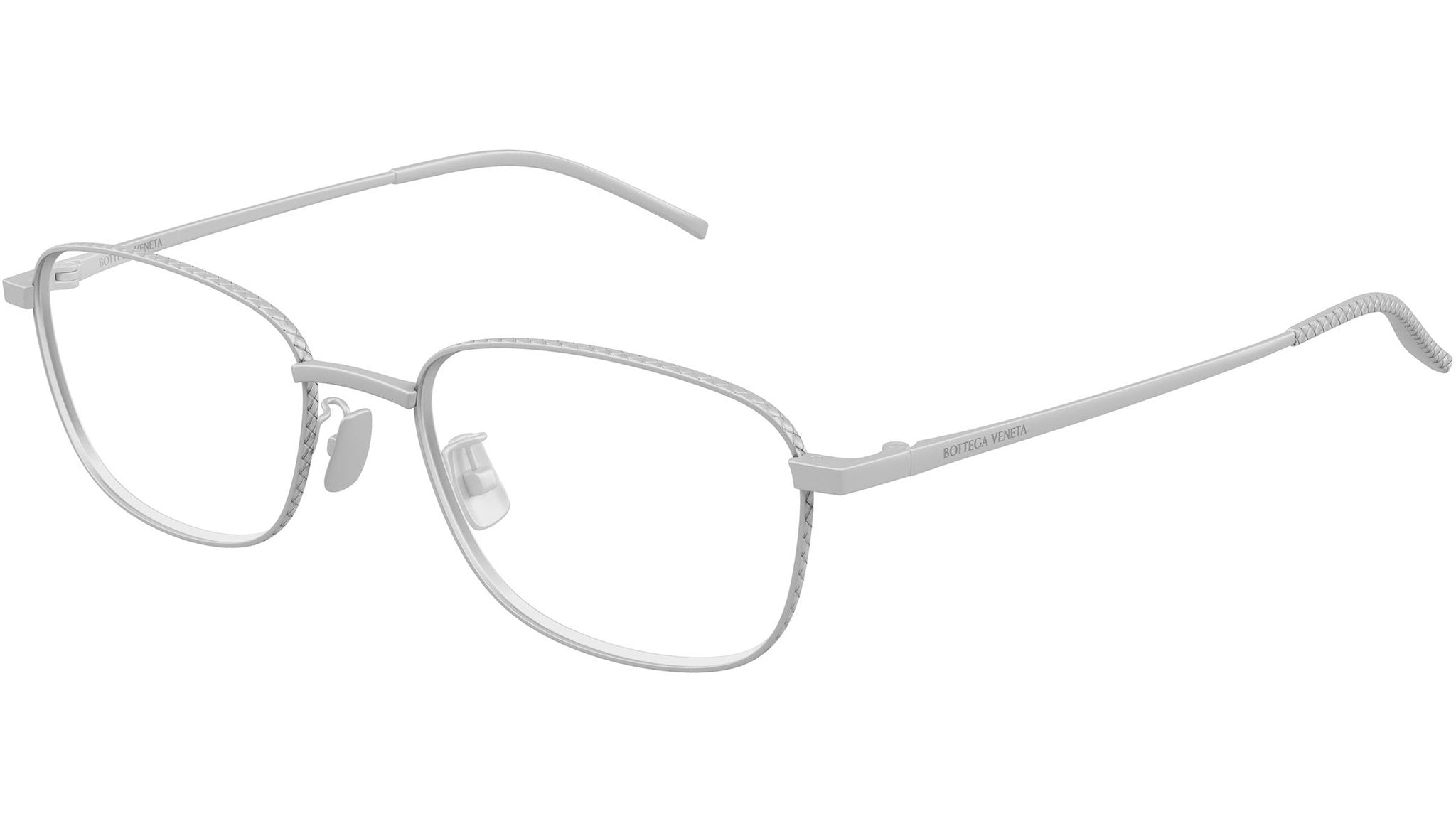 BV1473OA Bottega Veneta Rectangular Glasses 002 Matte Silver - eye