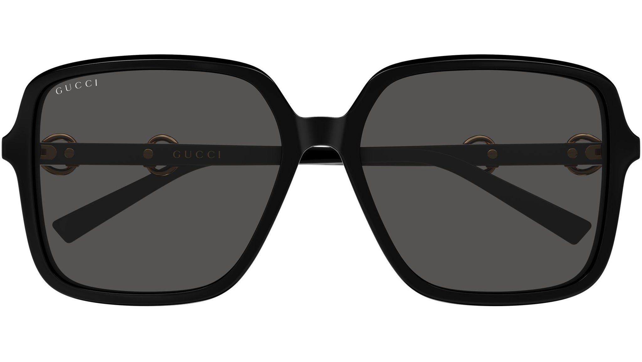 Gucci GG1857S 001 Black Grey Rectangular Sunglasses - eye-oo.com