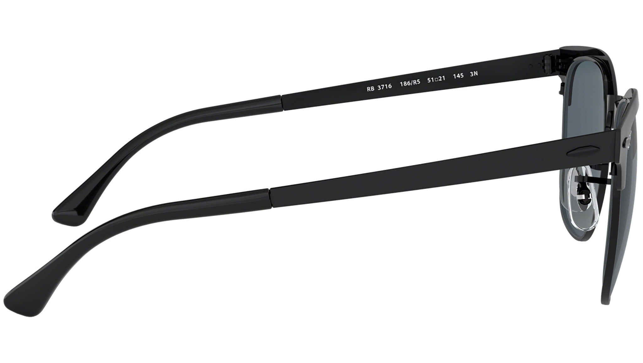 Ray-Ban Clubmaster Metal RB3716 186/R5 Black Sunglasses - eye-oo.com