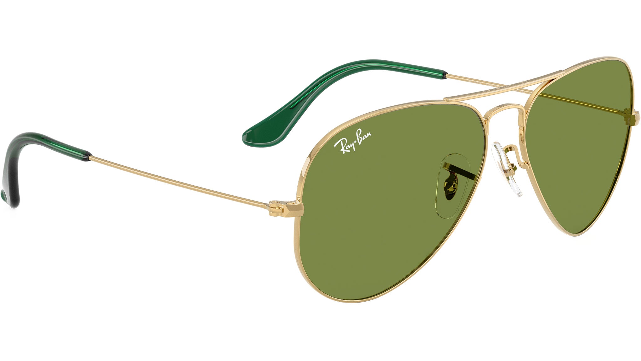 Ray-Ban Aviator Sunglasses - Purple Reflective/ Green with Gold Frame Ray-Ban Gold Frame Aviator Sunglasses with Purple Mirrored  main image 3