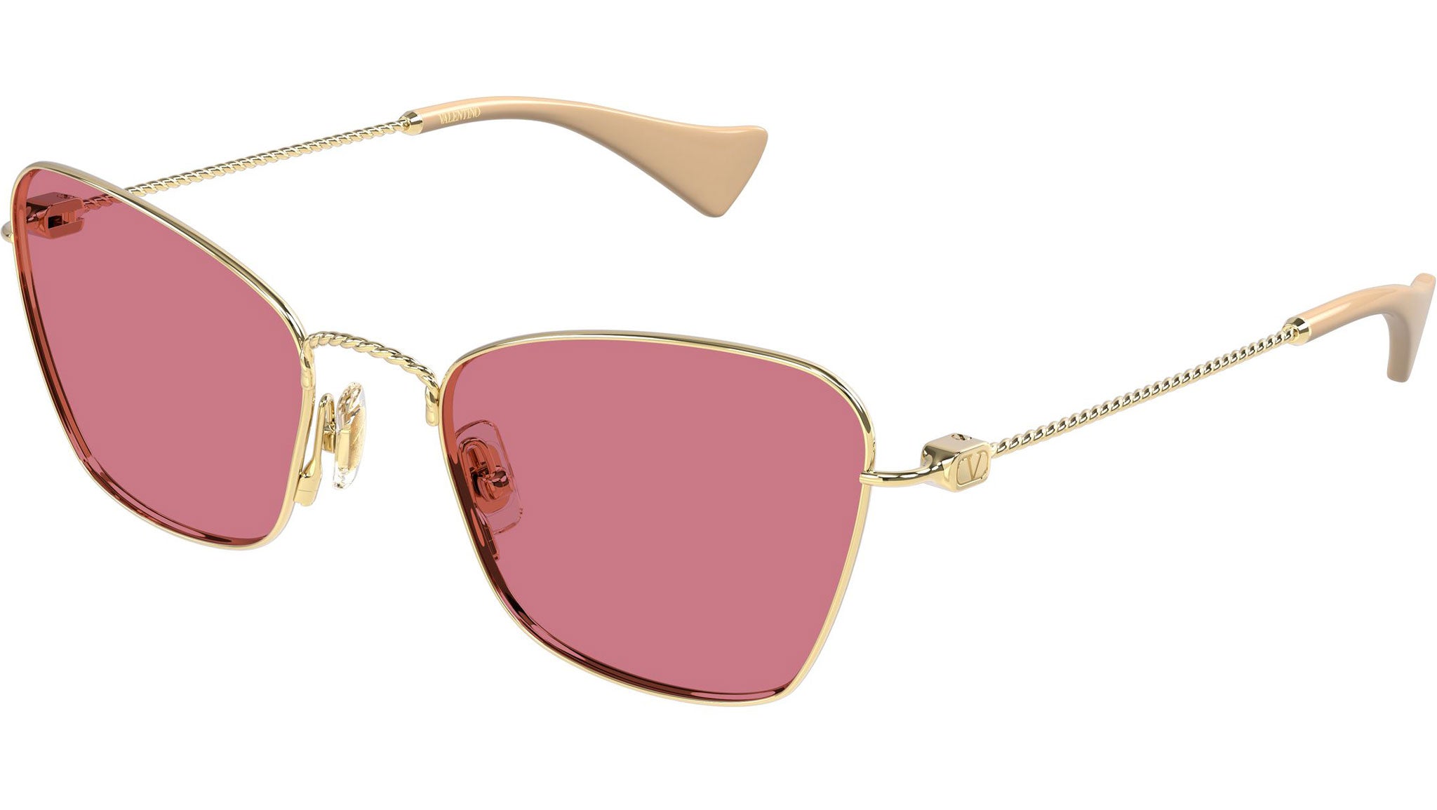 Valentino VG0063S Sunglasses 004 Gold Solid Red Cat Eye - eye-oo.com