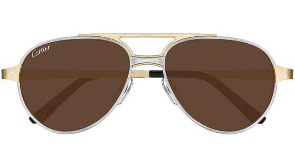 Cartier CA007 C4 メガネフレーム シルバー ブラウン カルティエ 3f6f5cc6b8ead08ef691c6ad3d5dca