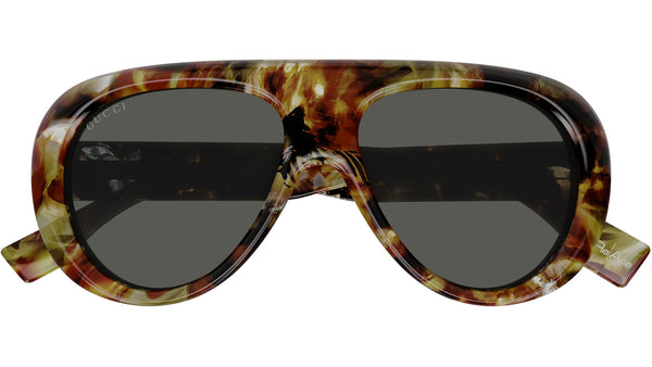 Gucci GG1909S 001 Havana Grey Pilot Sunglasses - eye-oo.com