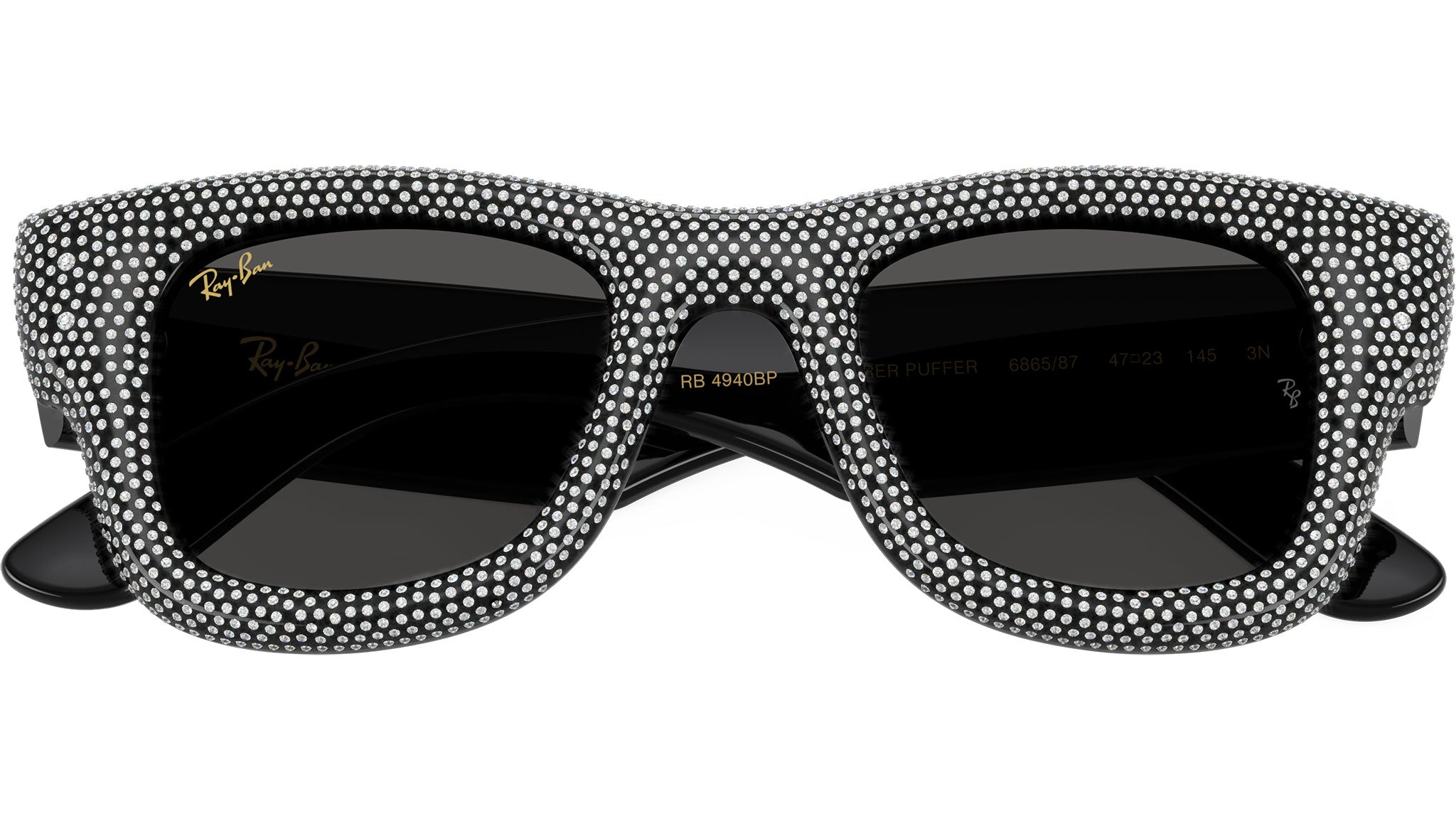 Wayfarer Puffer RB4940BP Ray-Ban Sunglasses 686587 Black & Strass 