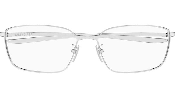 Balenciaga BB0497OA Rectangular Eyeglasses 001 Shiny Silver - eye