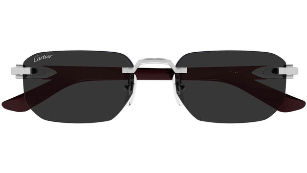 Cartier CT0622S Sunglasses 002 Shiny Silver Grey - eye-oo.com