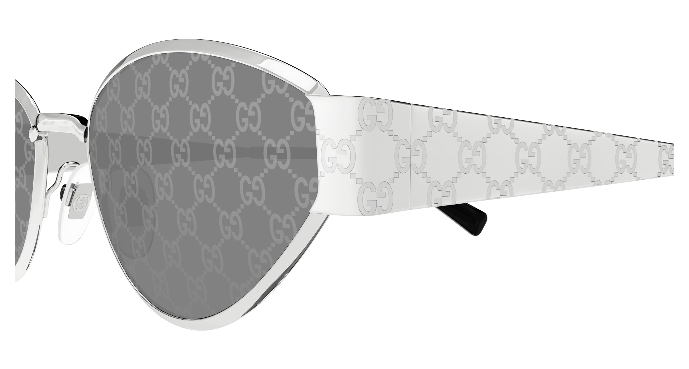 Gucci GG1853S 002 Geometric Sunglasses Silver - eye-oo.com