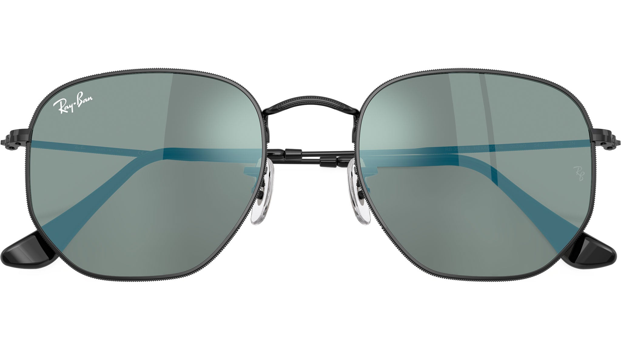 RAY-BAN RB3548 Sunglasses NEW Hexagonal Flat Lenses Black Made In Italy Ray-Ban RB3548 Hexagonal black frame with grey gradient  main image 2