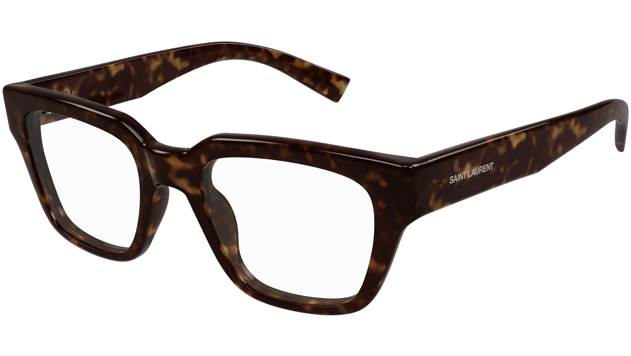 Saint Laurent ヴァンパイア口プリント Y2K モード ストリート Saint Laurent SL 804 Eyeglasses 002 Havana Transparent - eye-oo.com