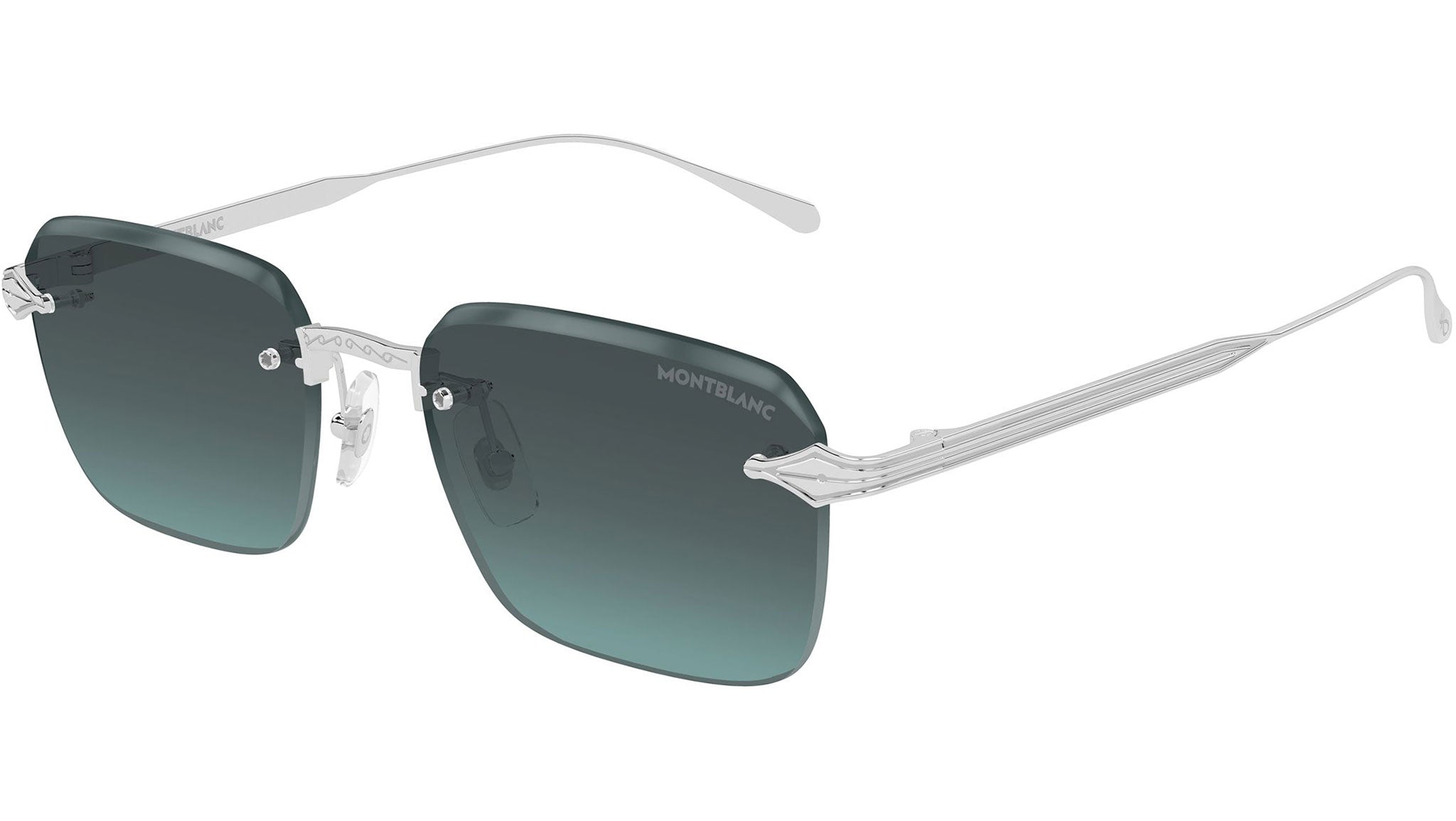 MB0456S Montblanc Rectangular Sunglasses 002 Silver - eye-oo.com