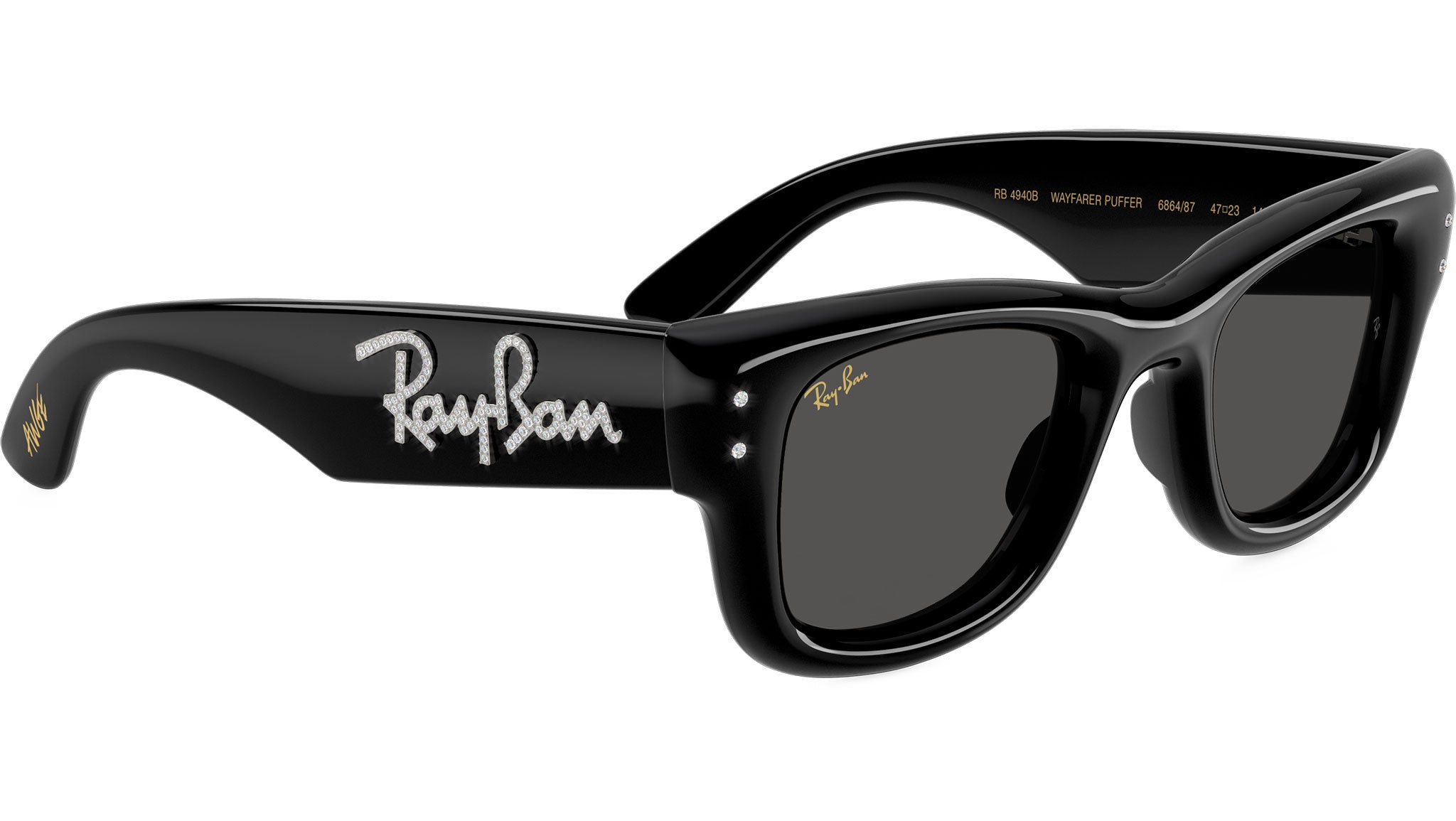 Wayfarer Puffer RB4940B Ray-Ban Sunglasses 686487 Black & Strass