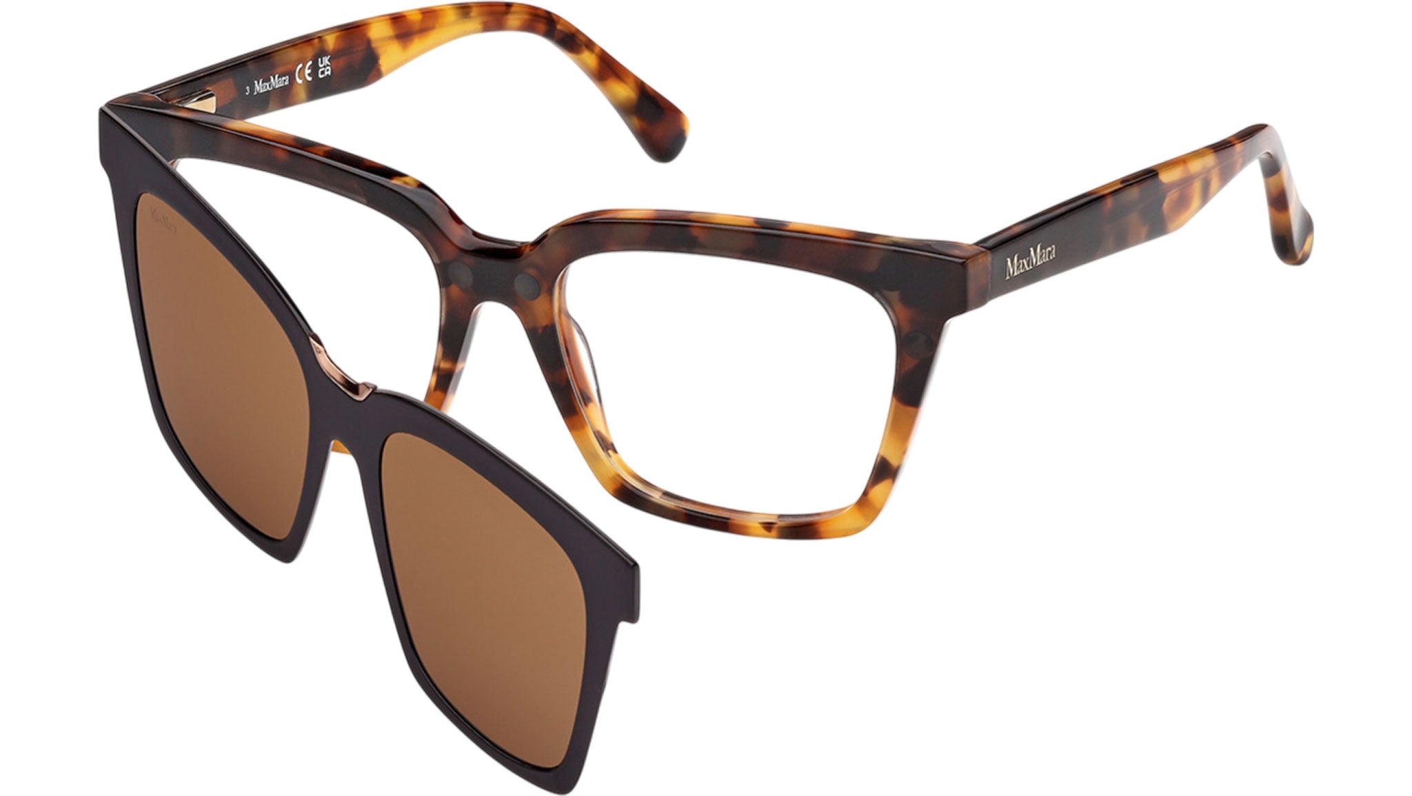 Max Mara MM5213 Clip Glasses MM5213 052 Dark Havana - eye-oo.com