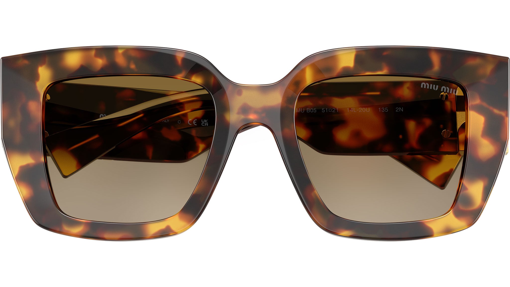 New Miu Miu Women Honey Havana Sunglasses 51-21-135 Miu Miu Eyewear Women main image 4