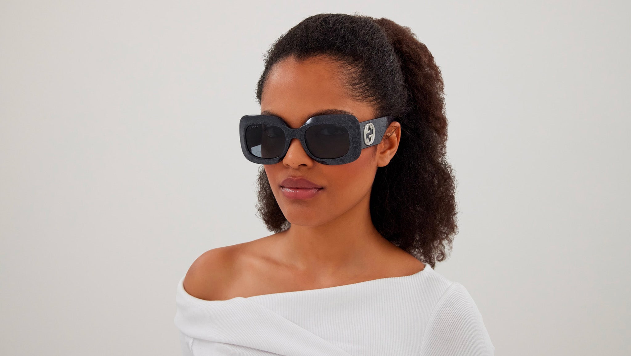 Gucci GG1695S 003 Cosmic Glitter Rectangular Sunglasses 51-21-140 Occhiali da sole Gucci GG1695S 003 Blu Notte Scuro Lucido  main image 3