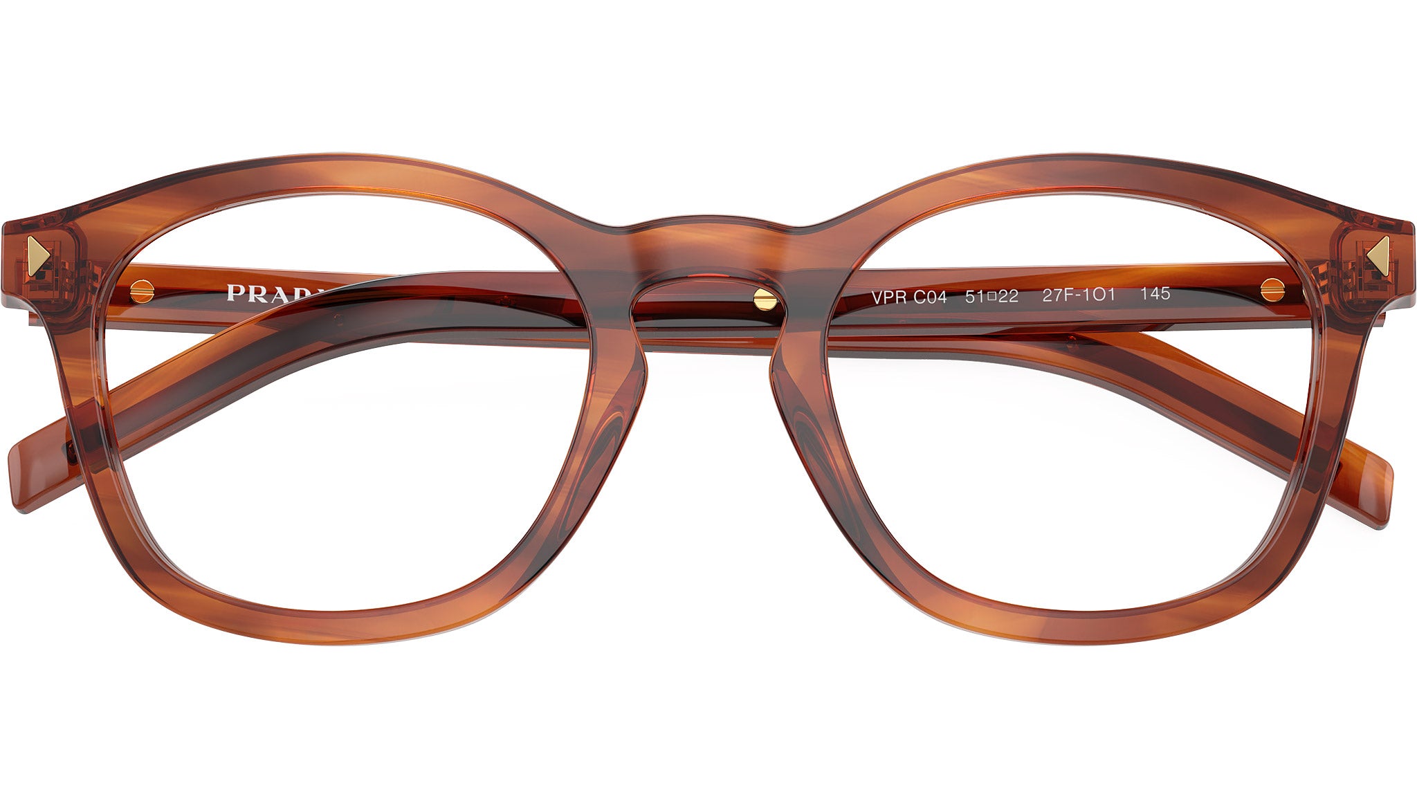 PR C04V Prada Glasses 27F1O1 Striped Cognac - eye-oo.com