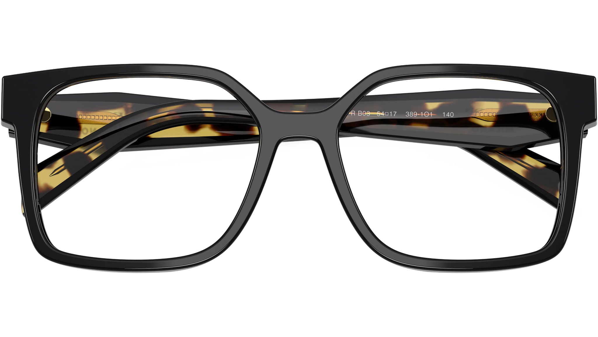 Prada VPR 63X Eyeglass Frames Black Gold 51-17-140 Italy PRADA ITALY VPR 201 54[]17 135 RECTANGULAR EYEGLASSES  main image 2