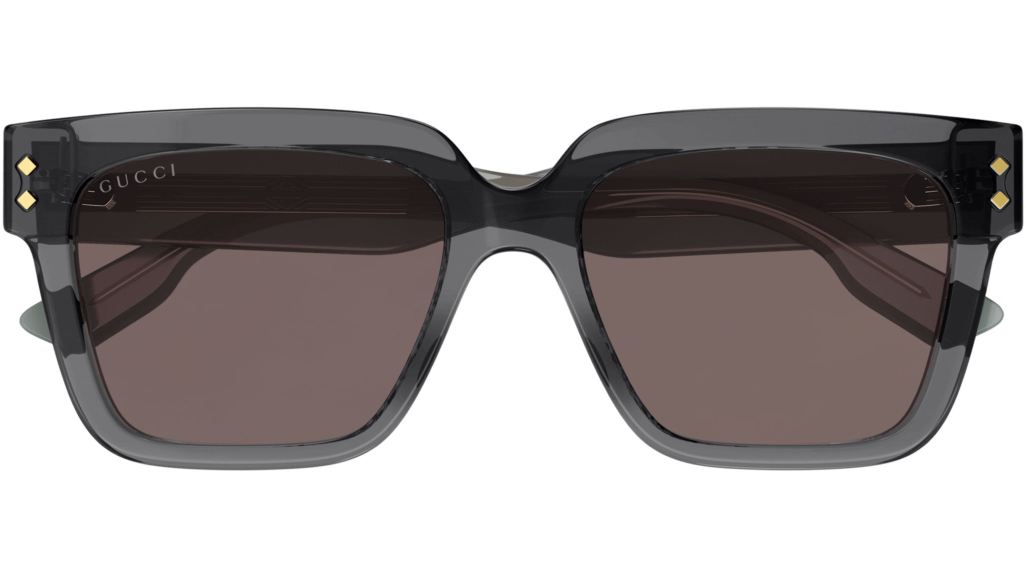 Gucci GG1084S 004 Grey Brown Rectangular Sunglasses - eye-oo.com