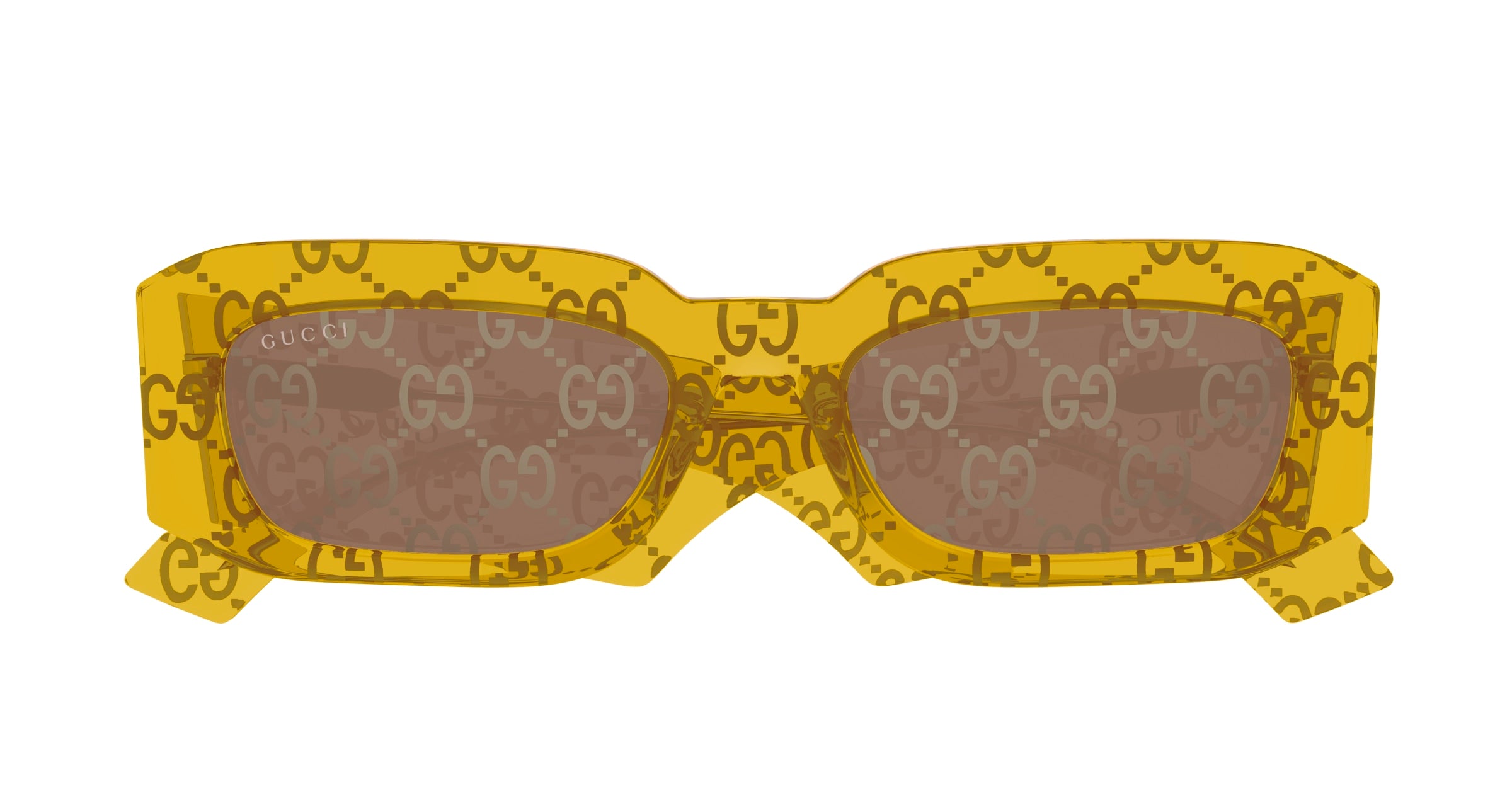 Gucci GG1426S 007 Yellow Brown Rectangular Sunglasses - eye-oo.com