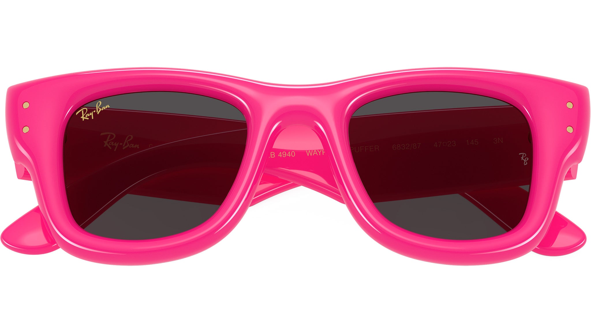 Ray-Ban 4940 Red Sunglasses - Dark Lenses 47•23 WAYFARER PUFFER Sunglasses in Fucsia and Ultra Black  main image 3