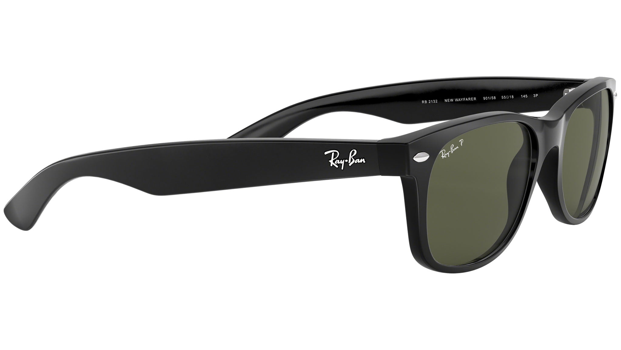小物 Ray-Ban NEW WAYFARER RB2132-F 901/58 Ray-Ban New Wayfarer RB2132 901/58 Black Sunglasses - eye-oo.com
