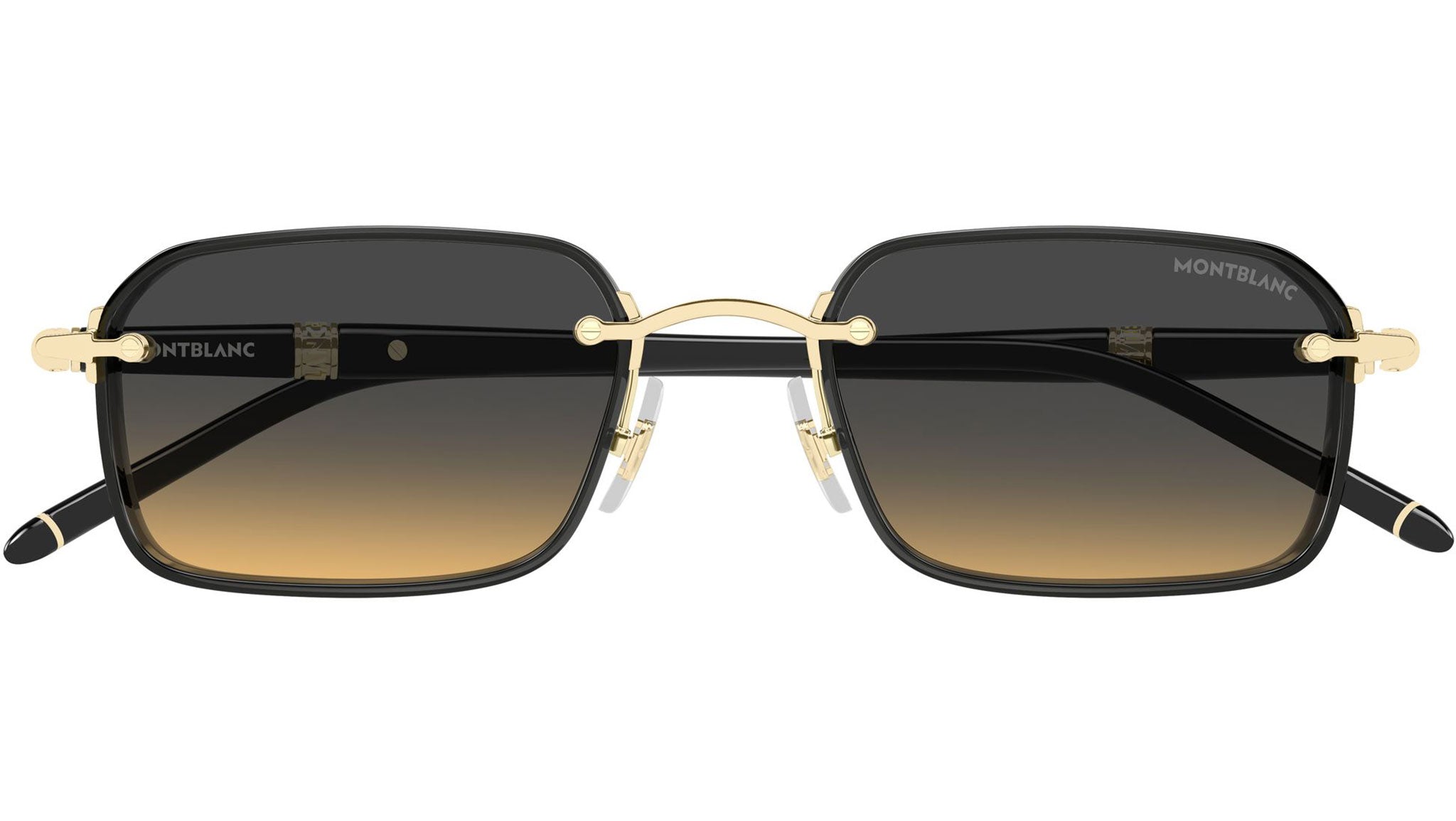 MB0483S Montblanc Rectangular Sunglasses 004 Shiny Gold - eye-oo.com