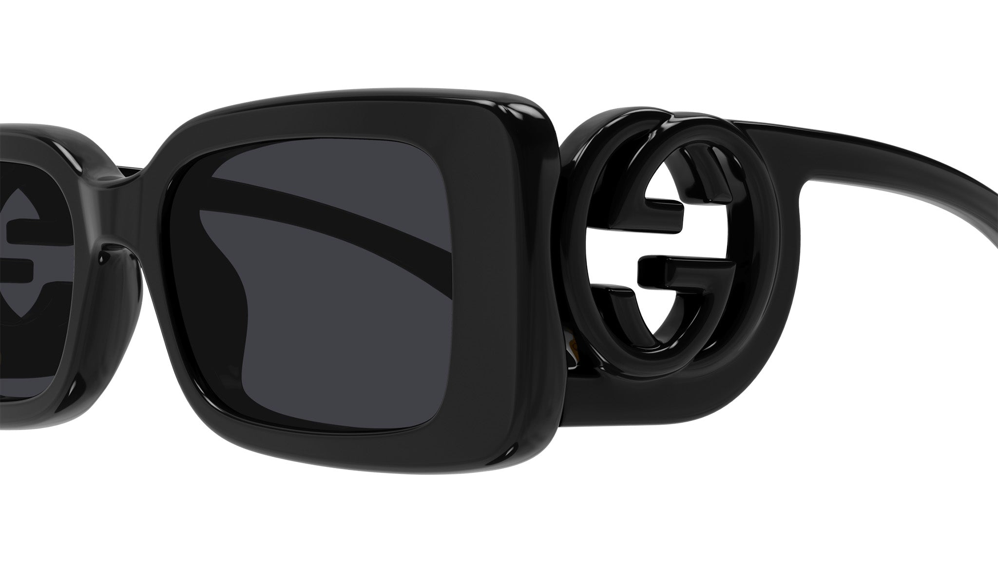 Gucci Fluo Rectangular Sunglasses in Shiny Black & Grey Solid Gucci Faceted Specs GG1460S 56MM Rectangular Sunglasses  main image 4